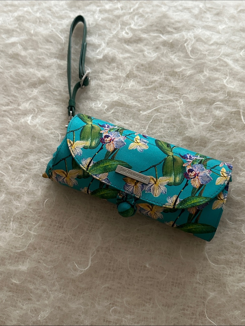 Jim Thompson Foldable Floral Tote Bag Travel Shopping Bag w/ Matching Pouch